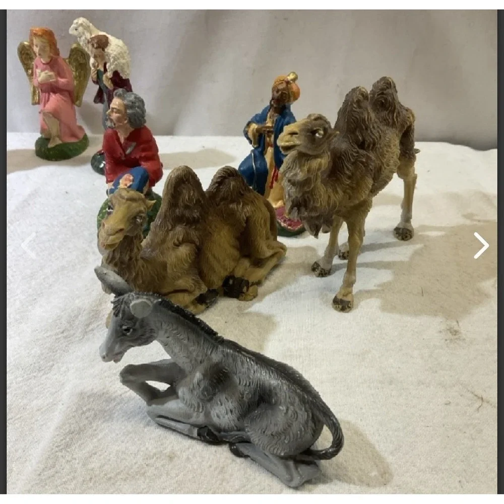 Nativity, Composite And Mache In Italy /japan VintageNativity Set 17 Pieces BinR